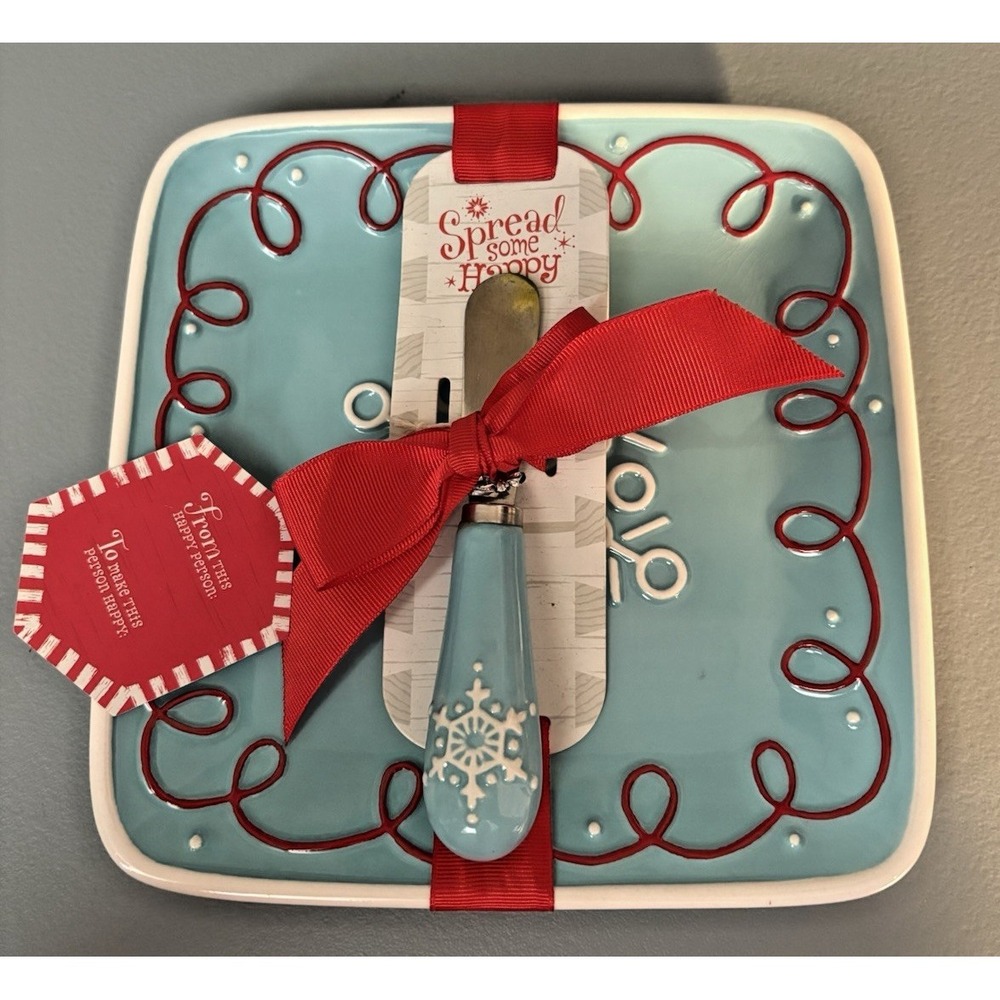 Hallmark party plate and spreader cheese‎ cracker new with tags 7x7